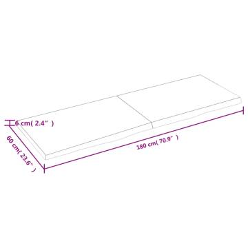 Bathroom Countertop 180x60x(2-6) cm Untreated Solid Wood