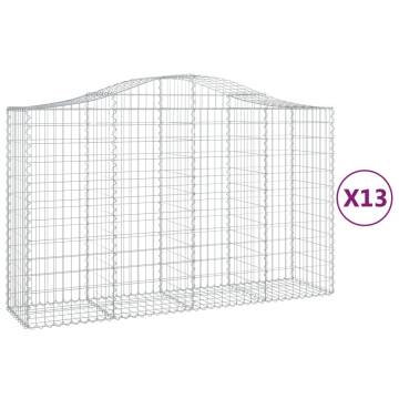 Arched Gabion Baskets 13 pcs 200x50x120/140 cm Galvanised Iron