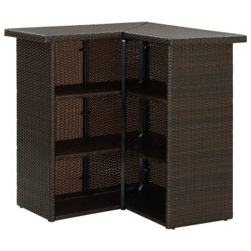 Corner Bar Table Brown 100x50x105 cm Poly Rattan