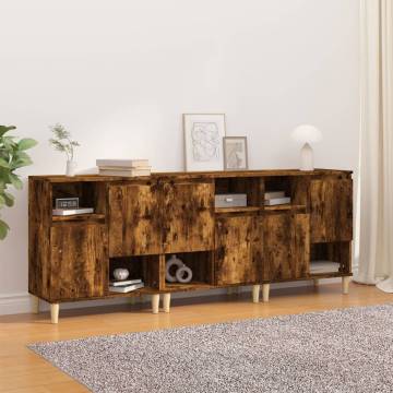 Sideboards 3 pcs Smoked Oak 60x35x70 cm Engineered Wood