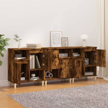 Sideboards 3 pcs Smoked Oak 60x35x70 cm Engineered Wood