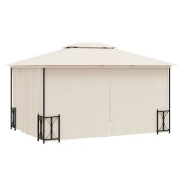 Gazebo with Sidewalls&Double Roofs 3x4 m Cream