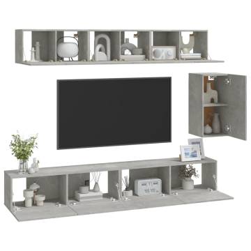 6 Piece TV Cabinet Set Concrete Grey Engineered Wood