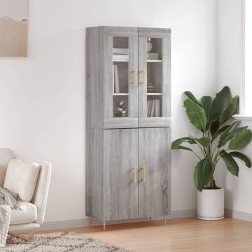 Highboard Grey Sonoma 69.5x34x180 cm Engineered Wood