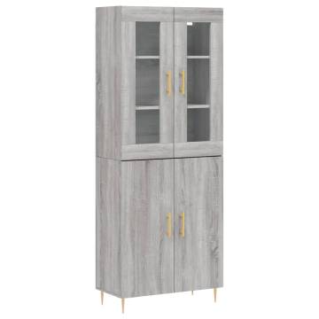 Highboard Grey Sonoma 69.5x34x180 cm Engineered Wood