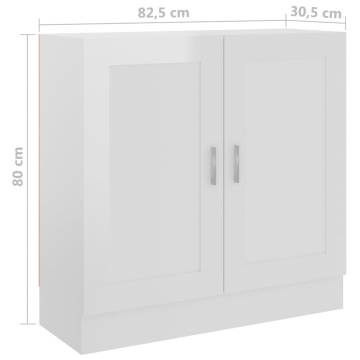 Book Cabinet High Gloss White 82.5x30.5x80 cm Engineered Wood