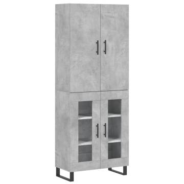 Highboard Concrete Grey 69.5x34x180 cm Engineered Wood