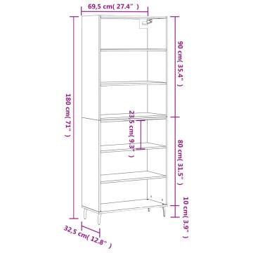 Highboard Concrete Grey 69.5x32.5x180 cm Engineered Wood