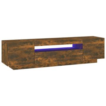 TV Cabinet with LED Lights Smoked Oak 160x35x40 cm