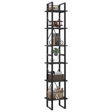 6-Tier Book Cabinet Grey 40x30x210 cm Engineered Wood