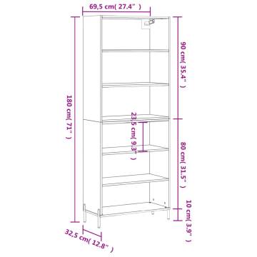 Highboard Concrete Grey 69.5x32.5x180 cm Engineered Wood