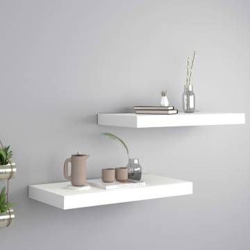 Floating Wall Shelves 2 pcs White 50x23x3.8 cm MDF