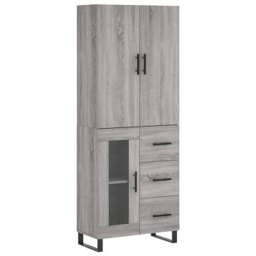 Highboard Grey Sonoma 69.5x34x180 cm Engineered Wood