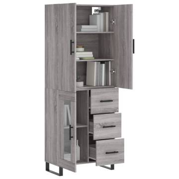 Highboard Grey Sonoma 69.5x34x180 cm Engineered Wood