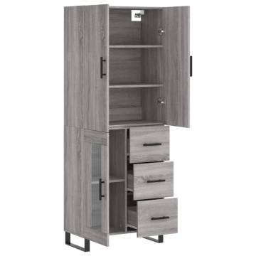 Highboard Grey Sonoma 69.5x34x180 cm Engineered Wood