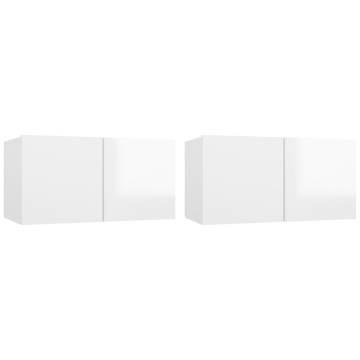 Hanging TV Cabinets 2 pcs High Gloss White 60x30x30 cm