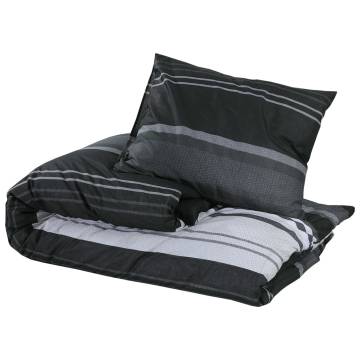 Duvet Cover Set Black and White 135x200 cm Cotton