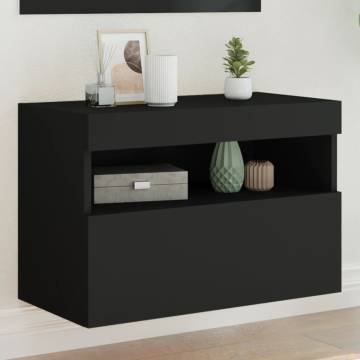 TV Wall Cabinet with LED Lights Black 60x30x40 cm