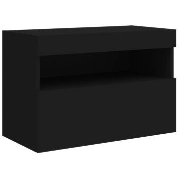 TV Wall Cabinet with LED Lights Black 60x30x40 cm