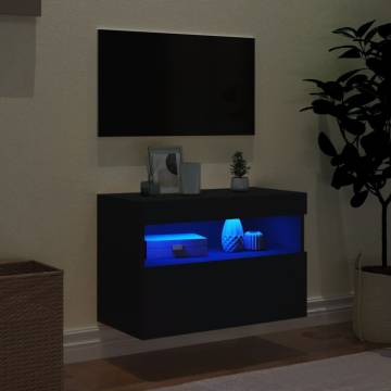 TV Wall Cabinet with LED Lights Black 60x30x40 cm