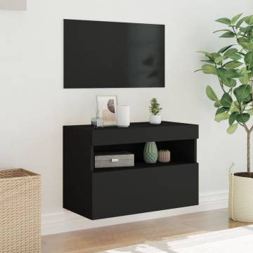 TV Wall Cabinet with LED Lights Black 60x30x40 cm