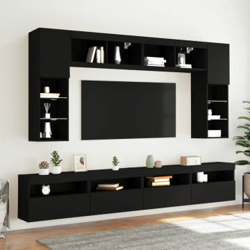 TV Wall Cabinet with LED Lights Black 60x30x40 cm