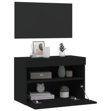 TV Wall Cabinet with LED Lights Black 60x30x40 cm