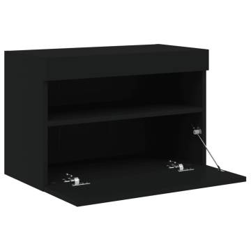 TV Wall Cabinet with LED Lights Black 60x30x40 cm