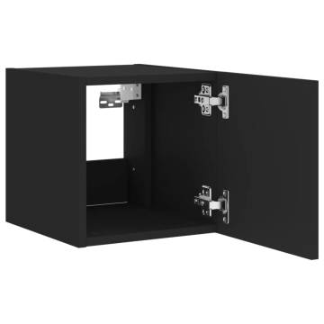 TV Wall Cabinet with LED Lights Black 30.5x35x30 cm