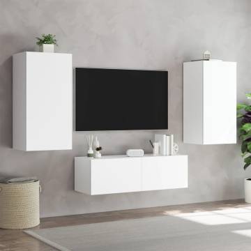 TV Wall Cabinet with LED Lights White 40.5x35x80 cm