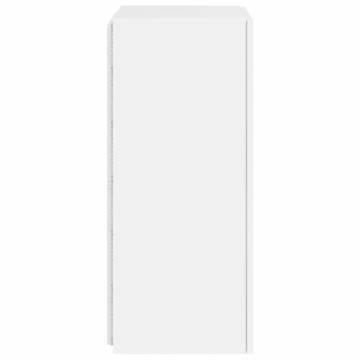 TV Wall Cabinet with LED Lights White 40.5x35x80 cm