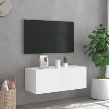 TV Wall Cabinet with LED Lights White 80x35x31 cm