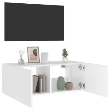 TV Wall Cabinet with LED Lights White 80x35x31 cm