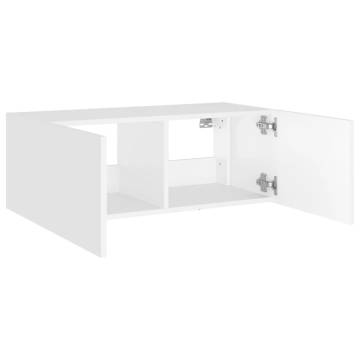 TV Wall Cabinet with LED Lights White 80x35x31 cm