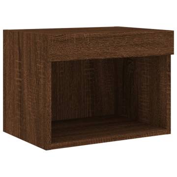 7 Piece TV Wall Cabinet Set with LED Lights Brown Oak