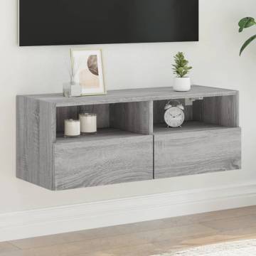 TV Wall Cabinet Grey Sonoma 80x30x30 cm Engineered Wood