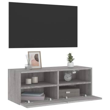 TV Wall Cabinet Grey Sonoma 80x30x30 cm Engineered Wood