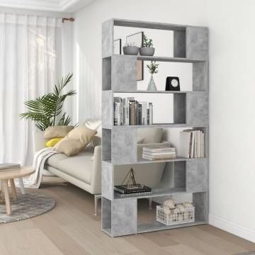 Book Cabinet Room Divider Concrete Grey 100x24x188 cm