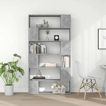 Book Cabinet Room Divider Concrete Grey 100x24x188 cm