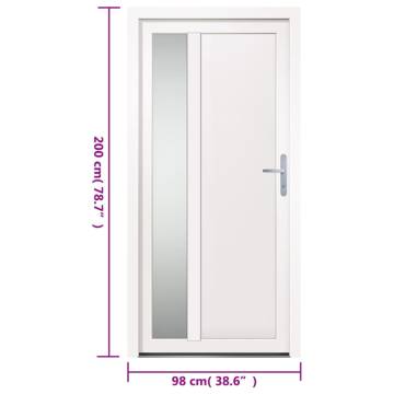 Front Door White 98x200 cm PVC