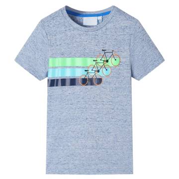 Kids' T-shirt with Short Sleeves Blue Melange 128