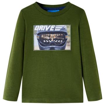 Kids' T-shirt with Long Sleeves Dark Khaki 92