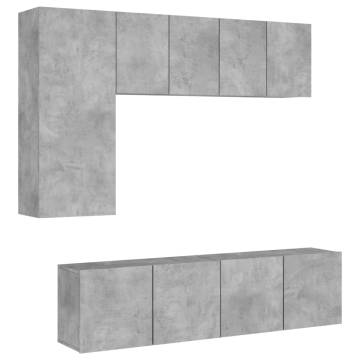 5 Piece TV Wall Units Concrete Grey Engineered Wood