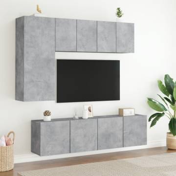 5 Piece TV Wall Units Concrete Grey Engineered Wood