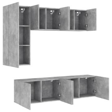 5 Piece TV Wall Units Concrete Grey Engineered Wood