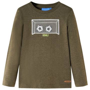 Kids' T-shirt with Long Sleeves Khaki Melange 128