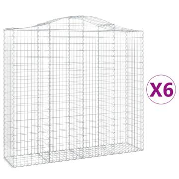 Arched Gabion Baskets 6 pcs 200x50x180/200 cm Galvanised Iron