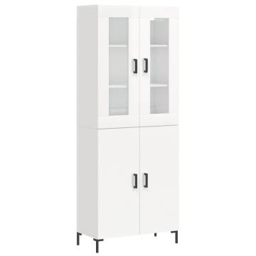 Highboard High Gloss White 69.5x34x180 cm Engineered Wood