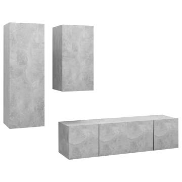 4 Piece TV Cabinet Set Concrete Grey Engineered Wood