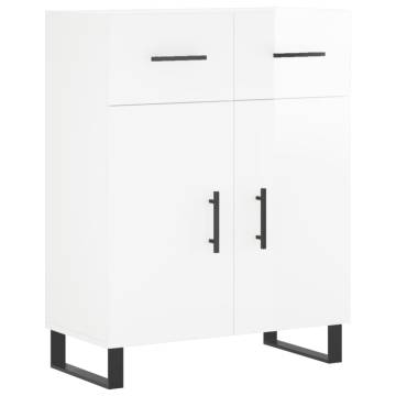 Highboard High Gloss White 69.5x34x180 cm Engineered Wood